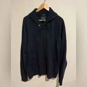 American Eagle Seriously Soft Cowl Neck Sweater Cotton Acrylic Wool Navy L